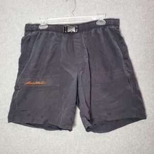 Eddie Bauer Men Activewear Shorts Medium Gray Hiking Belted Lined 7" Inseam